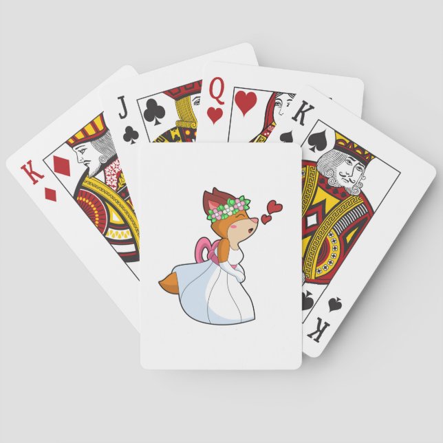 Jeu De Cartes Renard comme mariée avec robe de mariée et couronn (dos)