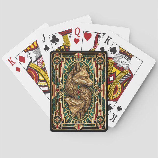 Jeu De Cartes Renard, faune Art déco (dos)