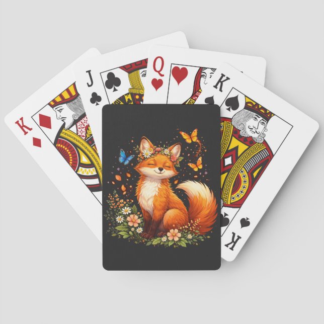 Jeu De Cartes Renard Mignon Avec Des Fleurs (dos)