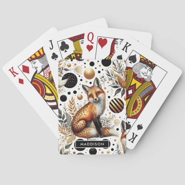 Jeu De Cartes Renard mignon et points sans couture (dos)