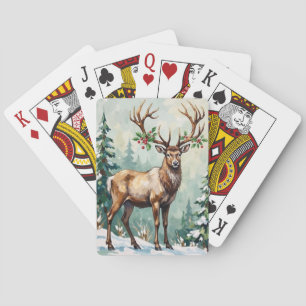 Jeu De Cartes Renne de la forêt rustique Élégant Art de Noël