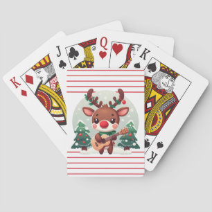 Jeu De Cartes Renne fantaisiste mignon avec guitare