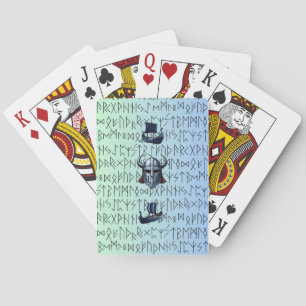 Jeu De Cartes Repeating Viking Ships and Helmet Design over Rune