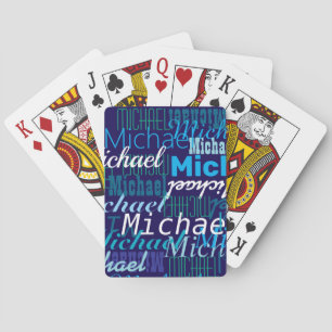 Jeu De Cartes Répéter votre nom Cool Typographie bleue