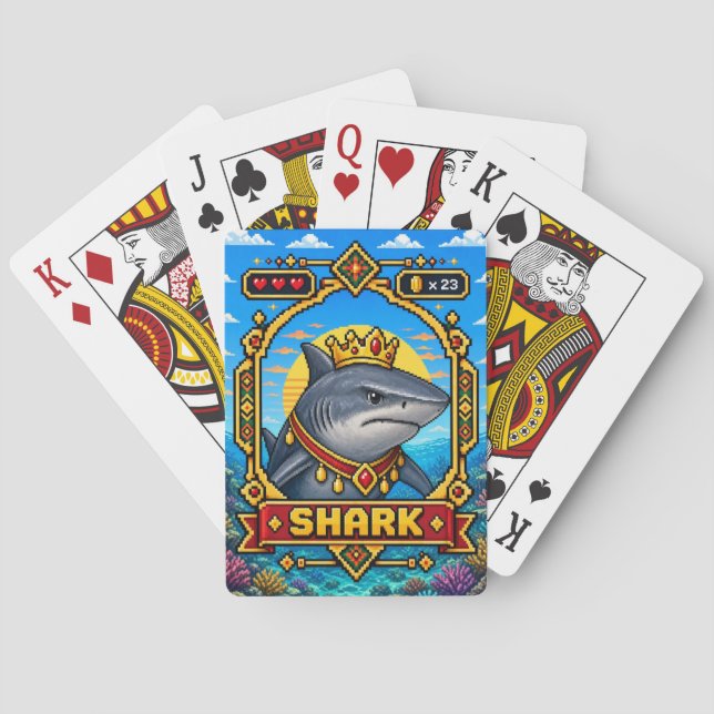 Jeu De Cartes Requin Rétro Pixel Art 8-Bit (dos)