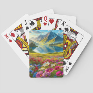 Jeu De Cartes Ressort coloré/lac de montagne fleuri