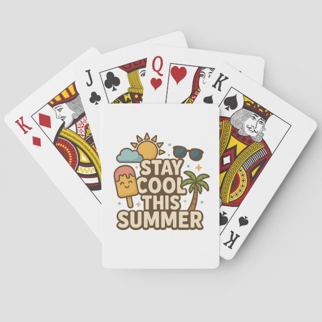 Jeu De Cartes Restez Cool Cet Été - Tee Ice Cream Été Mignon (dos)
