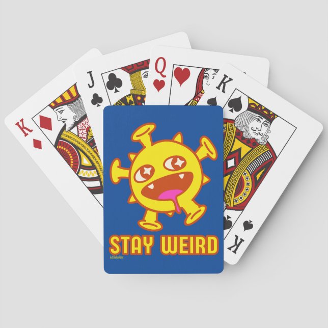 Jeu De Cartes RESTEZ WEIRD drôle créature folle cadeau surprise (dos)