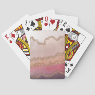 Jeu De Cartes Résumé Ombre Rose Violet et Paillettes d'Or