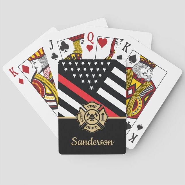 Jeu De Cartes Retraite des pompiers Red Line Flag Félicats (dos)