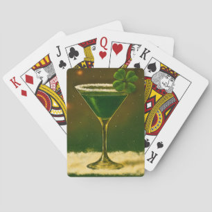 Jeu De Cartes Retro 50s Trèfle à quatre feuilles Martini de Noël