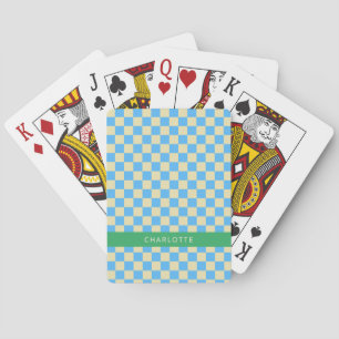 Jeu De Cartes Retro Aesthétique Checkerboard bleu Personnalisé 
