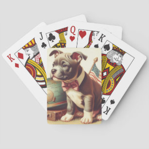 Jeu De Cartes Retro American Pit Bull Terrier Peinture