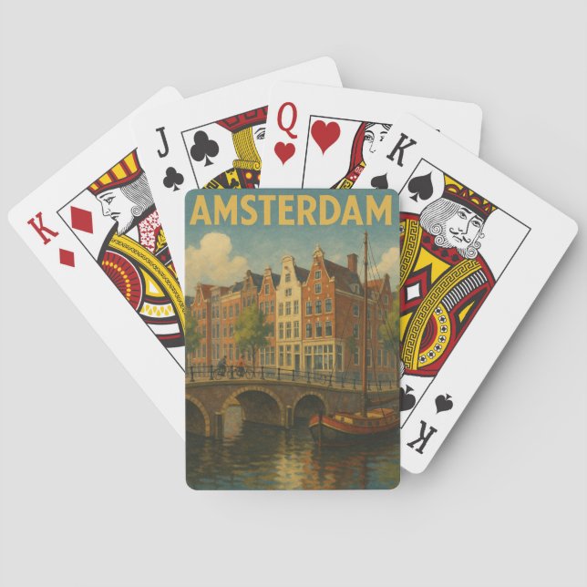Jeu De Cartes Retro Amsterdam Pays-Bas Grachten (dos)