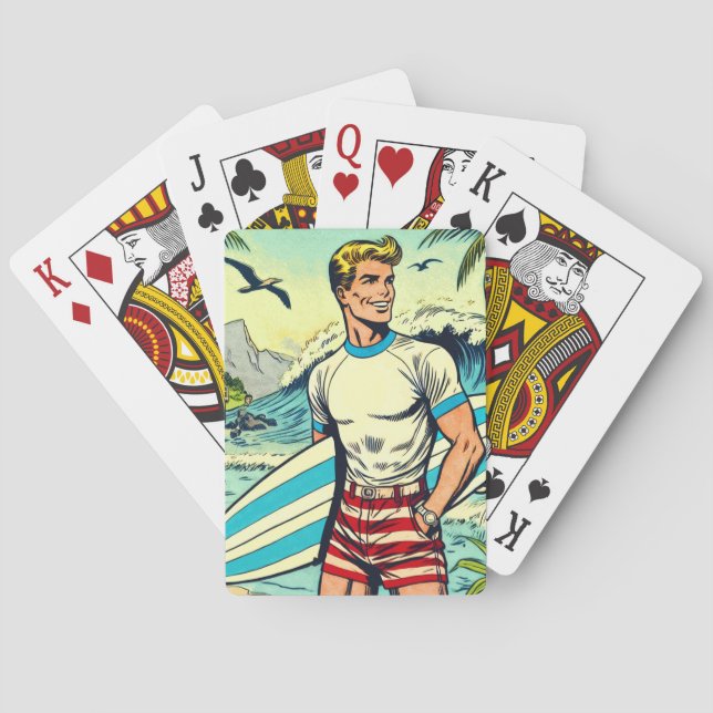 Jeu De Cartes Retro Beach Surf Comics (dos)