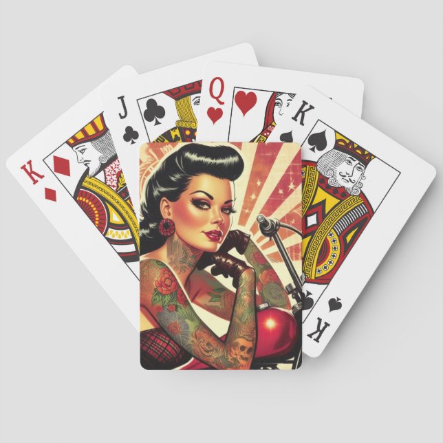 Jeu De Cartes Retro Biker Pin-up (dos)