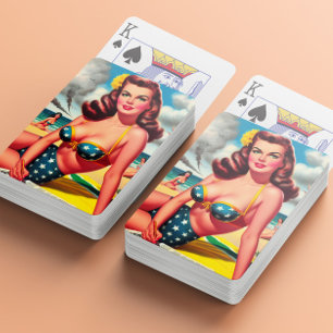 Jeu De Cartes Rétro Chaud Vintage Plage Pin up