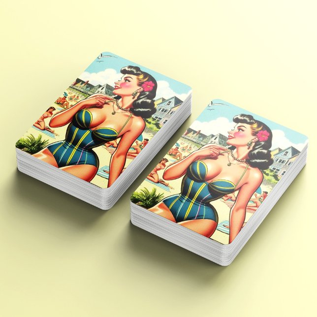 Jeu De Cartes Retro Classic Beach Pin Up (Créateur téléchargé)