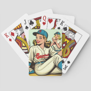 Jeu De Cartes Retro Cute Baseball Girls Comics