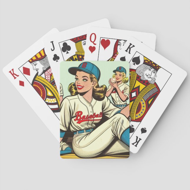 Jeu De Cartes Retro Cute Baseball Girls Comics (dos)