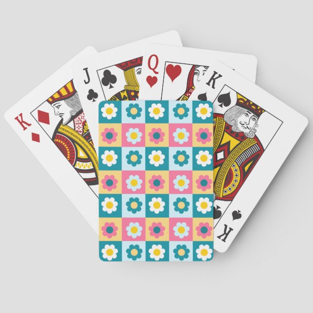 Jeu De Cartes Retro Cute colorful Pastel Flowers Pattern  (dos)