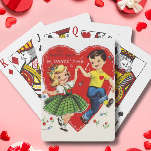 Jeu De Cartes Retro Enfants Vintages Danser Saint Valentin