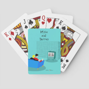 Jeu De Cartes Retro Gay Couple Regarder La TV Classique Jouer Ca