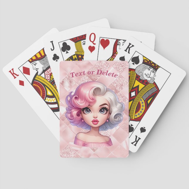 Jeu De Cartes Retro Glamor Girl Animée mignonne Cartoon Beauté (dos)