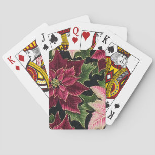Jeu De Cartes Rétro les années 50 Poinsettia Bourgogne rose