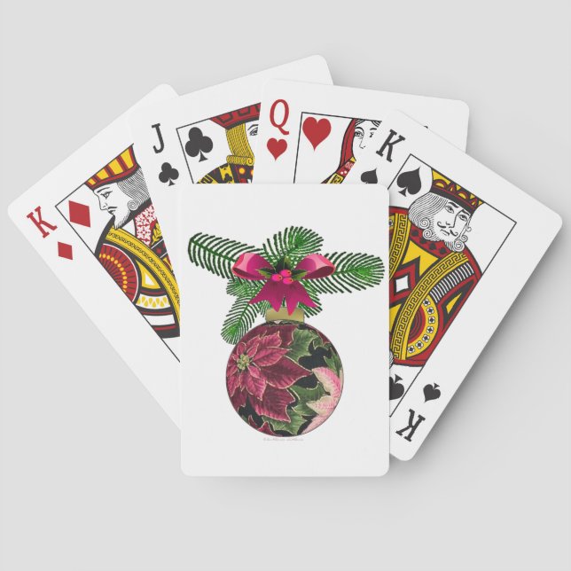 Jeu De Cartes Retro les années 50 Poinsettia Ornement Bourgogne (dos)