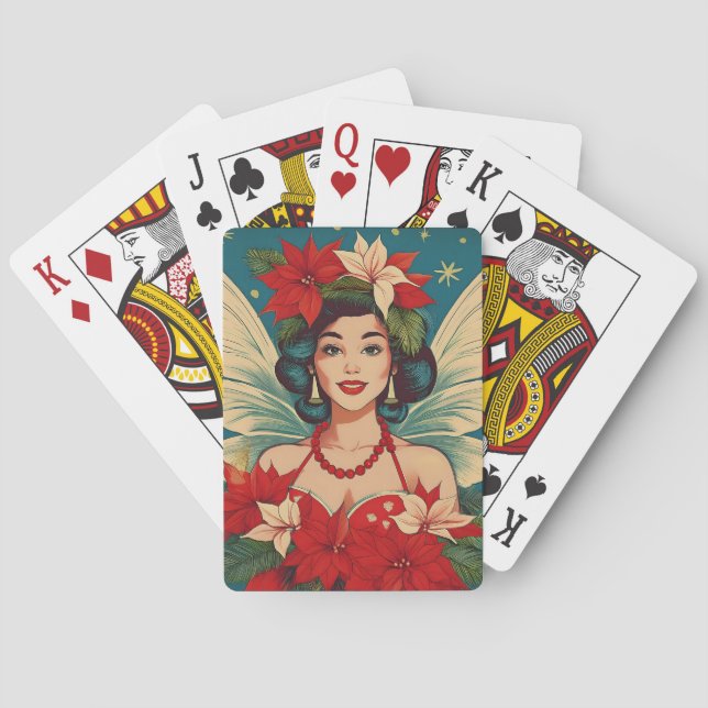 Jeu De Cartes Retro les années 50 Tropical Christmas Pin-Up Beau (dos)