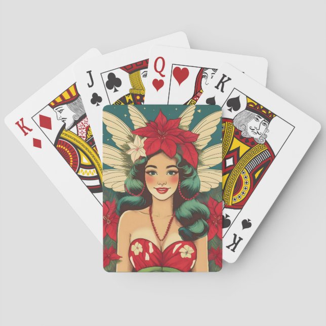 Jeu De Cartes Retro les années 50 Tropical Christmas Pin-Up Girl (dos)
