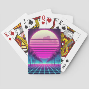 Jeu De Cartes rétro, lune de néon des années 80/palmiers