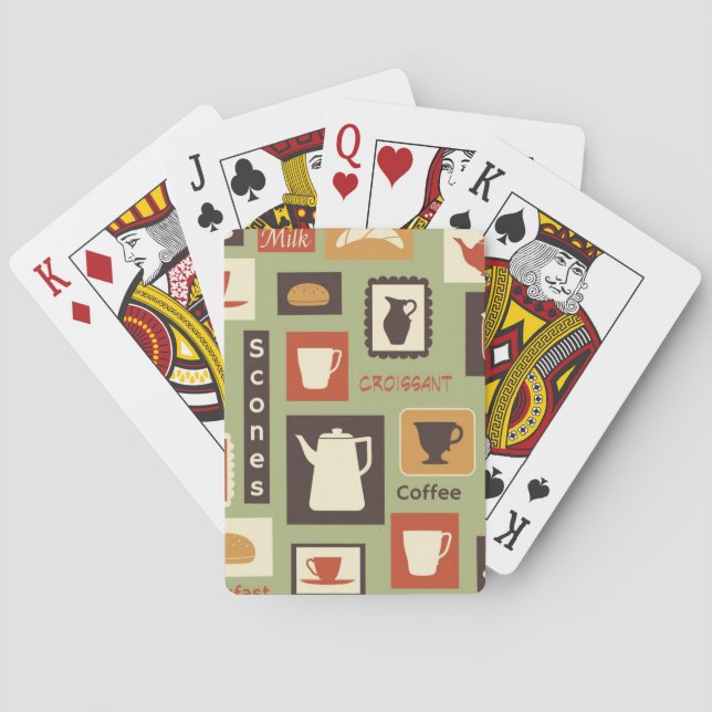 Jeu De Cartes Rétro motif avec des plats de cuisine pour le (dos)