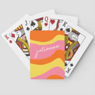 Jeu De Cartes Rétro personnalisé Années 70 Groovy Orange Rose Un