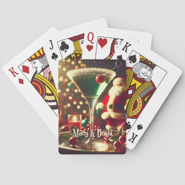 Jeu De Cartes Rétro Santa Noël Martini Vert 50s (dos)
