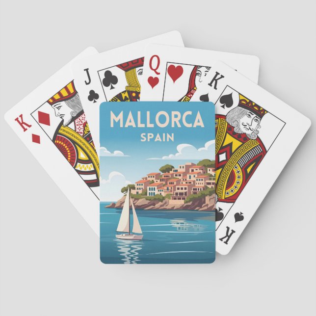 Jeu De Cartes Retro Travel Mallorca Spain Seaside Landscape (dos)
