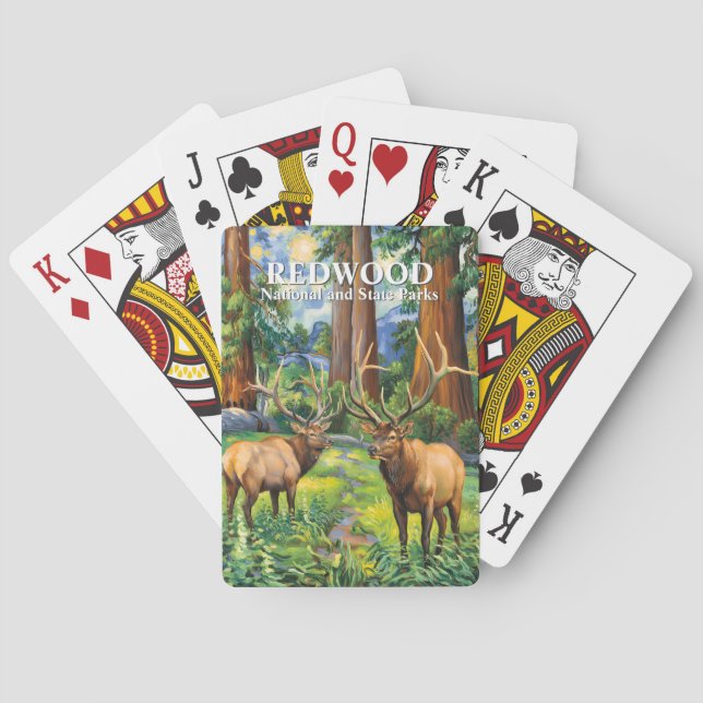 Jeu De Cartes Retro Van Gogh Redwood National Park Wildlife Elk (dos)