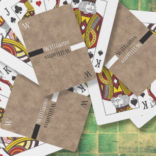 Jeu De Cartes Revêtement de cuir brun Nom de famille