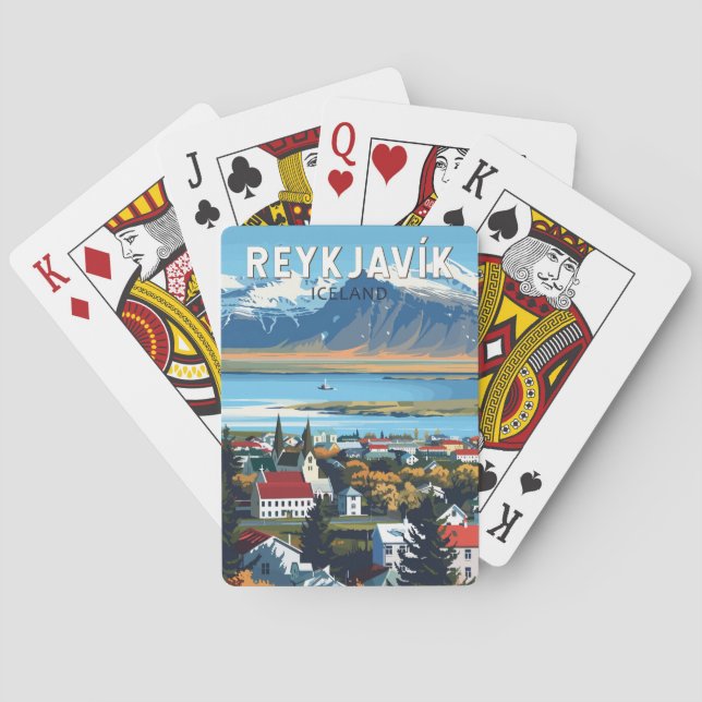 Jeu De Cartes Reykjavík Islande Travel Art Vintage (dos)
