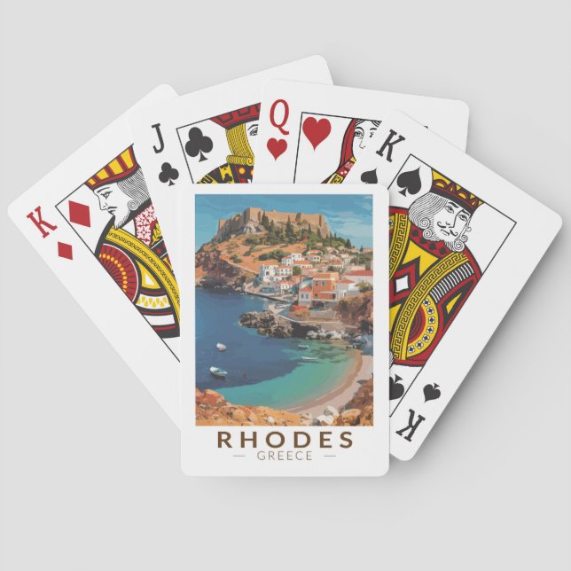 Jeu De Cartes Rhodes Grèce Illustration Voyage Art Vintage (dos)