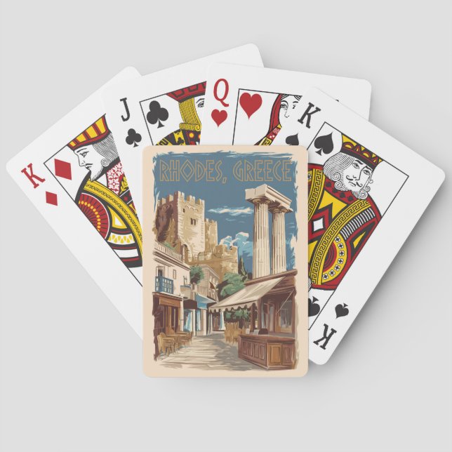 Jeu De Cartes Rhodes Grèce Ruines Voyages Art Vintage (dos)