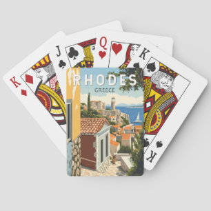 Jeu De Cartes Rhodes Grèce Vieille Ville Voyage Art Vintage