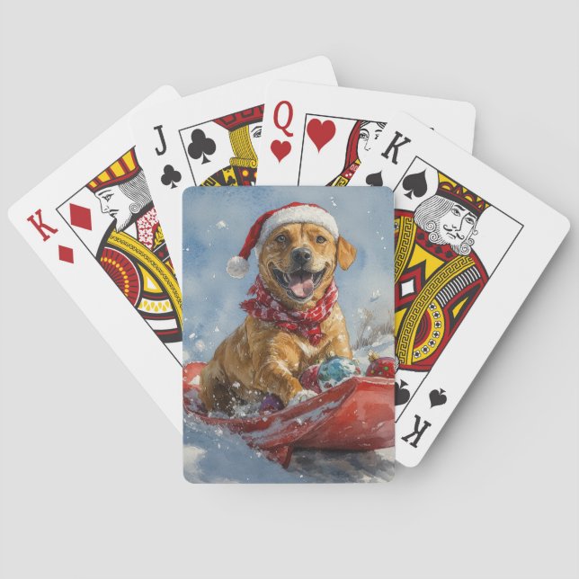 Jeu De Cartes Rhodesian Ridgeback Dog dans Sledge Noël (dos)