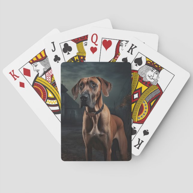 Jeu De Cartes Rhodesian Ridgeback Halloween effrayant (dos)