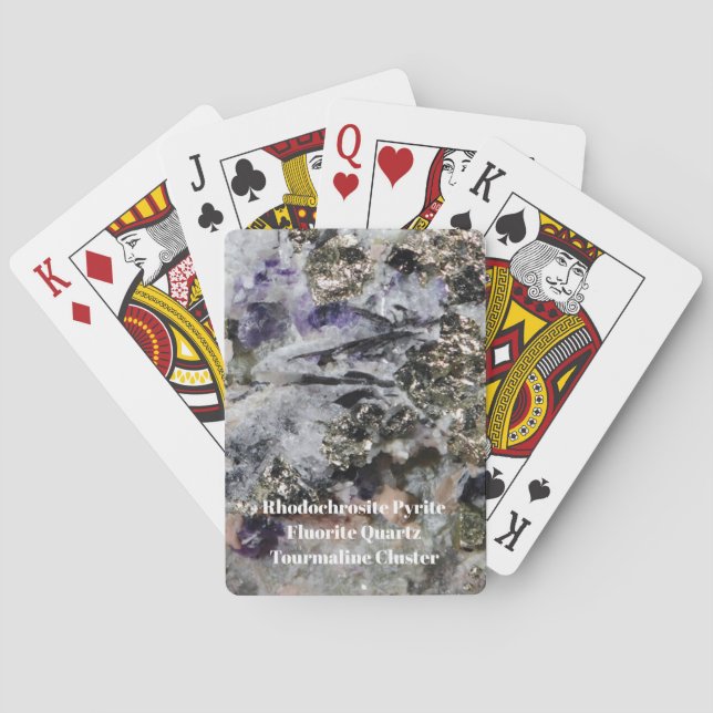 Jeu De Cartes Rhodochrosite Pyrite Fluorite Quartz Tourmaline (dos)