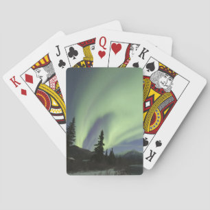 Jeu De Cartes Rideaux de l'aurore boréale verte dans le ciel