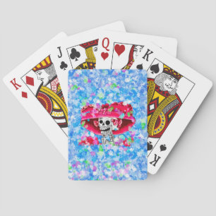 Jeu De Cartes Rire Skeleton Woman dans Red Bonnet