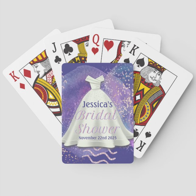 Jeu De Cartes Robe de mariée de douche nuptiale violette et or r (dos)