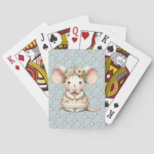 Jeu De Cartes Robe de souris florale mignonne Couronne de fleurs